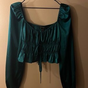 Satin Effect Ruffled Shirt